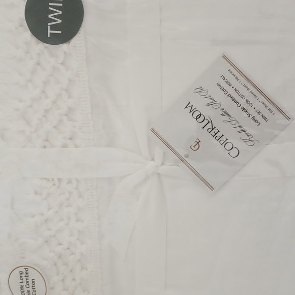 Copper Loom Bedding 0 Cotton Percale Knotted Lattice Fringe Twin